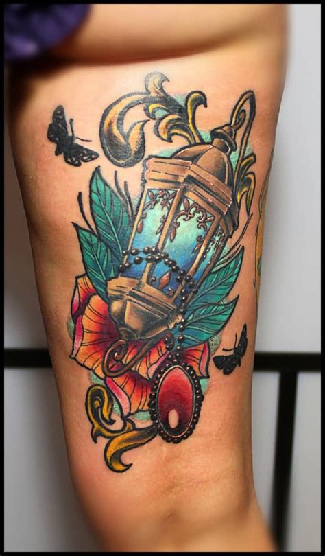 Inner Bicep Lamp Tattoo by Molotov