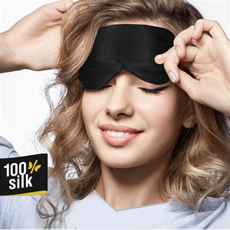 Silk Sleep Mask with Storage Bag Set- Eye Mask Blackout Skin Friendly Adjustable | eBay