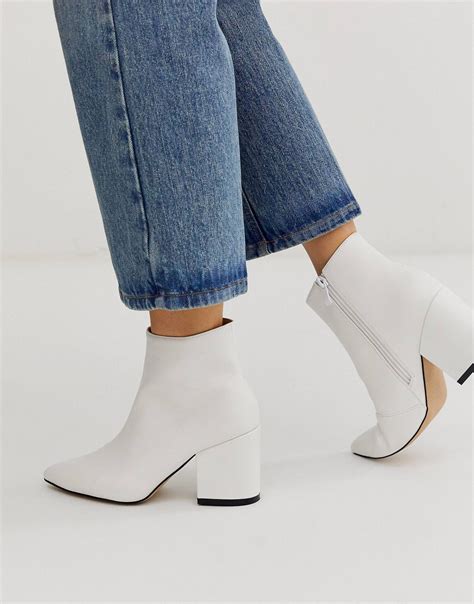 RAID Kola white ankle boots | ASOS | White ankle boots, White leather ...