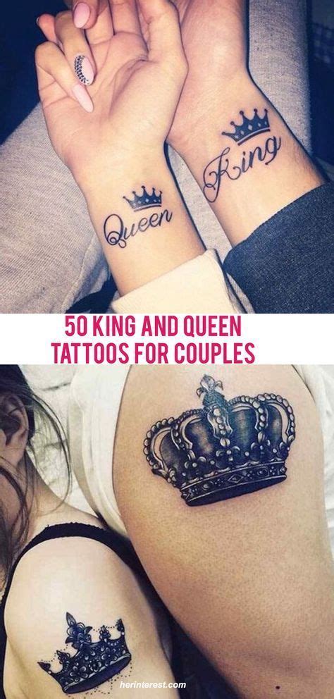 50 King and Queen Tattoos for Couples | Couples tattoo designs, Couple ...