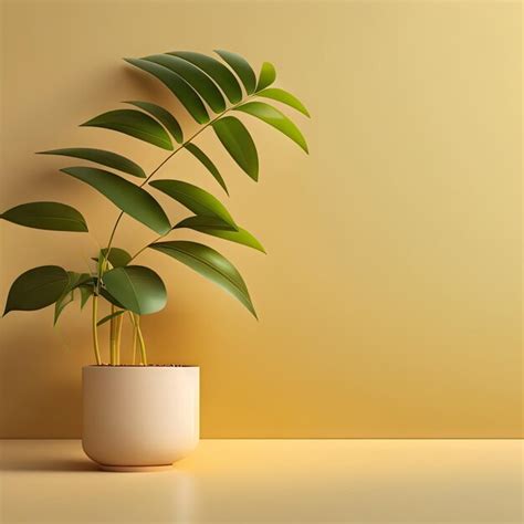 Premium AI Image | Modern minimal blank beige wall with green bamboo ...