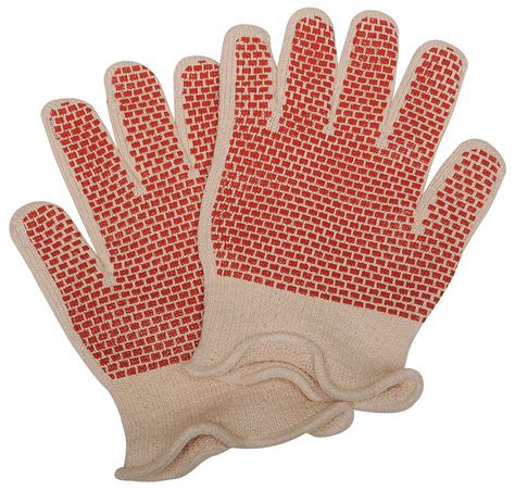 Heat Resistant Gloves, Polyester/Cotton, Men's XL, 250°F Max. Temp., White/Rust, 1 PR - Grainger