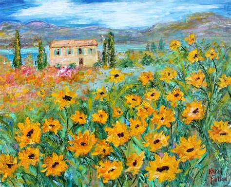 Palette Knife Painters, International: Tuscany Sunflower fields painting palette knife fine art ...