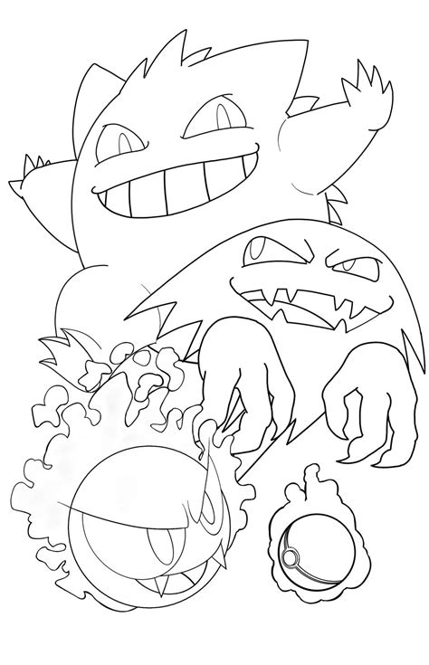 Gastly evolution line art by SemajZ | Desenhos para colorir pokemon ...