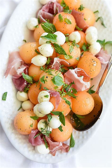 Cantaloupe and Mozzarella Caprese Salad | foodiecrush.com | Recipes, Healthy recipes ...