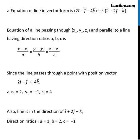 Ex 11.2, 5 - Find equation of line in vector, cartesian form