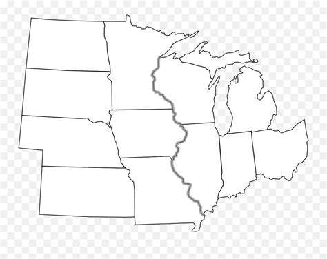 Usa Midwest Notext - Printable Midwest States Map Png,United States ...