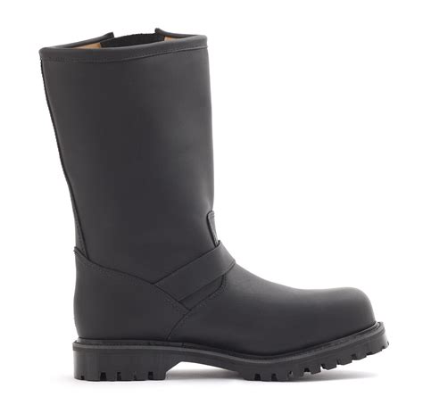 Engineer Boot Fully Leather Lined with Steel Toe in Greasy Black - Gripfast