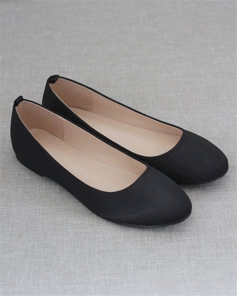 Black Satin Women Flats Dr Shoes, Black Flats Shoes, Pointy Toe Flats ...