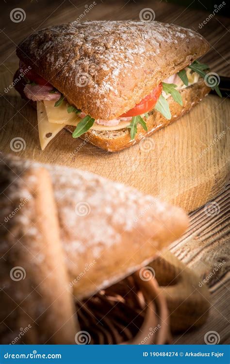 Triangular Sandwich with Cheese, Ham and Tomato Stock Photo - Image of cheese, salad: 190484274