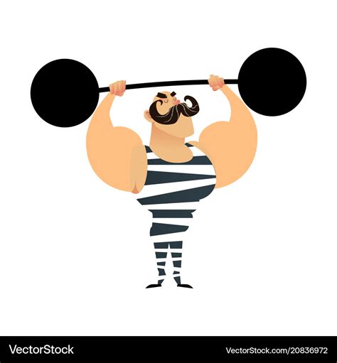 Funny cartoon circus strong man a strong muscular Vector Image