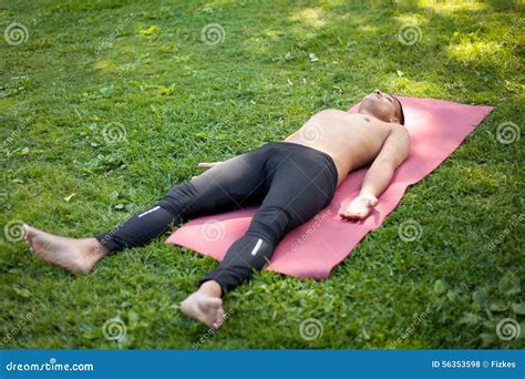 Yoga Pose Savasana Stock Photo - Image: 56353598