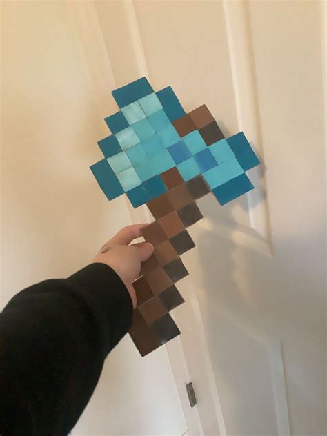 My Minecraft diamond axe! I made it with cardboard,paint and a ...