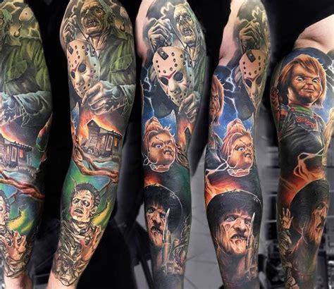 Horror Sleeve tattoo by Sasha O Kharin | Movie tattoos, Horror movie tattoos, Halloween tattoos ...