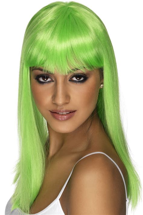 Peluca verde con glamour para mujer: Esta peluca de media melena para mujer es de color verde ...