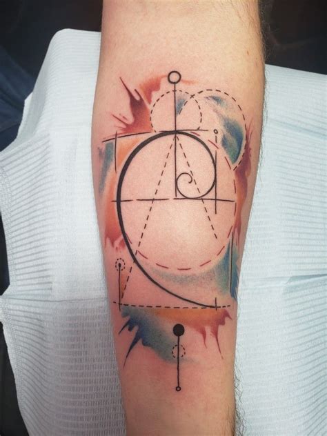 My Fibonacci Spiral tattoo with geometric shapes and watercolor Shape ...