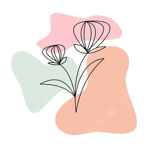 Abstract Shape Art Vector Hd PNG Images, Line Art Drawing Floral With Abstract Shape And Pastel ...