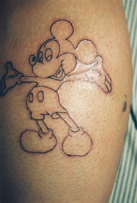 Amazing Outline Mickey Mouse Tattoo