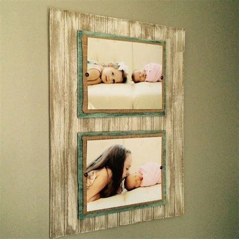 Double 8x10 Frame, Rustic wash layered with wood and burlap. Customize ...