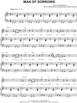 Hillsong "Man of Sorrows" Sheet Music in F Major (transposable) - Download & Print | Sheet music ...