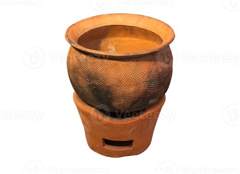 Clay pot on clay stove isolated 10314038 PNG