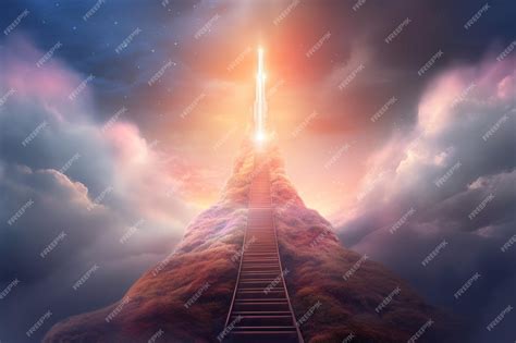 Premium AI Image | Stairway to heaven last journey to afterlife religious concept bible angels ...