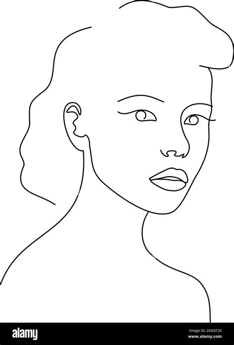 Girl face line art vectors hi-res stock photography and images - Alamy