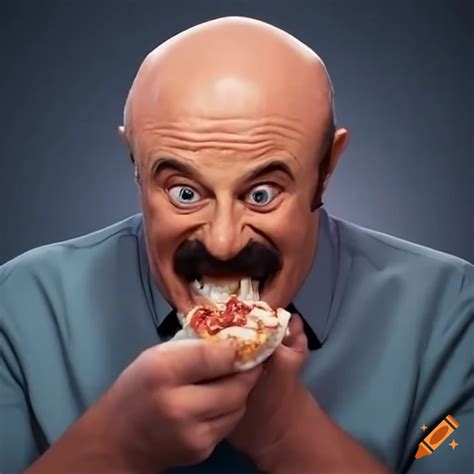 Dr. phil eating pizza on his show on Craiyon