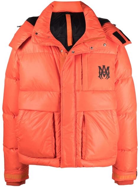 AMIRI hooded down puffer jacket orange | MODES