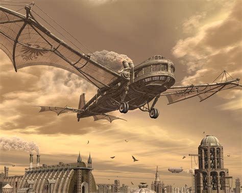 Steampunk Airship Desktop Wallpaper