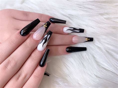 Unleash Your Boldness: 50 Black Almond Nail Ideas We Can't Resist! - we heart this