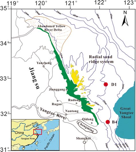 Map of study area off the Yangtze River mouth (inset, red rectangle ...