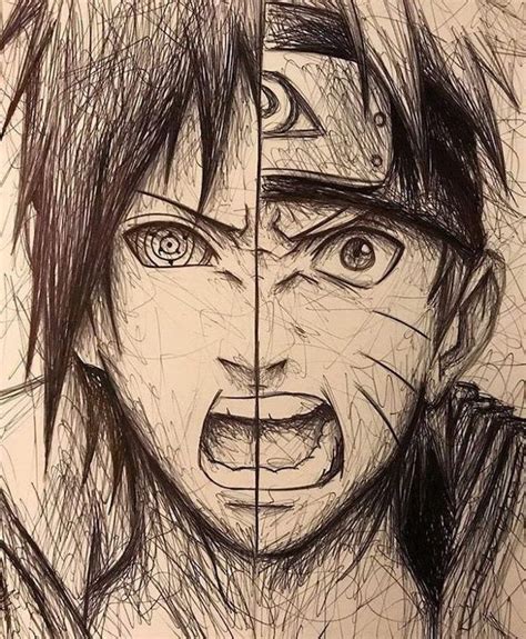 Sasuke Vs Naruto Drawings In Pencil