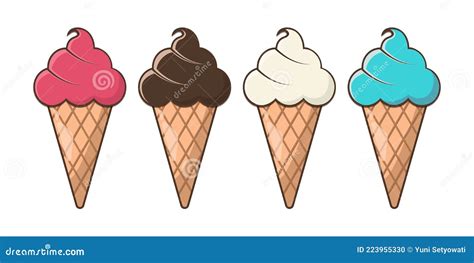 Cartoon Ice Cream Clip Art Design with Cute Vector Png Illustration Stock Vector - Illustration ...