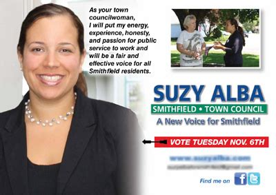 Political Postcards For Councilwoman Suzy Alba – Smithfield, RI 02917