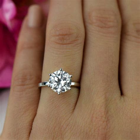 3 Ct Round Solitaire Engagement Ring, Classic Bridal Ring, 6 Prong Wedding Ring, Promise Ring ...