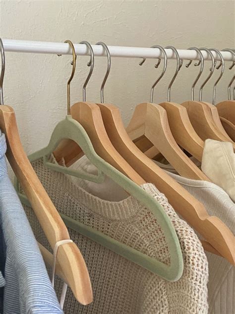 hangers brown and sage green aesthetic clothing rack pistachio color | Clothing rack, Things to ...