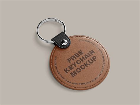 Round Leather Keychain Mockup | Free PSD Templates