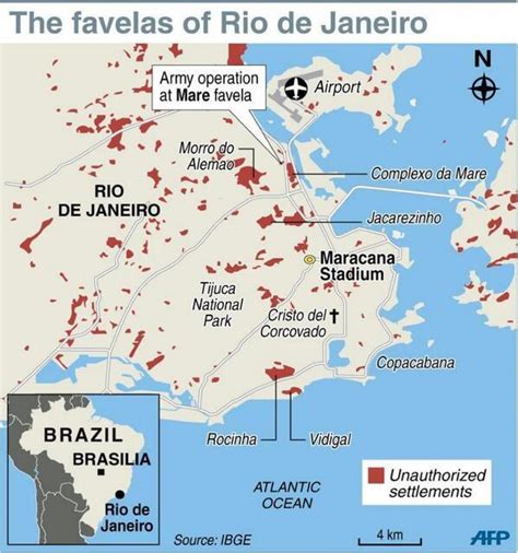 Rio favela map - Favela Rio de Janeiro map (Brazil)