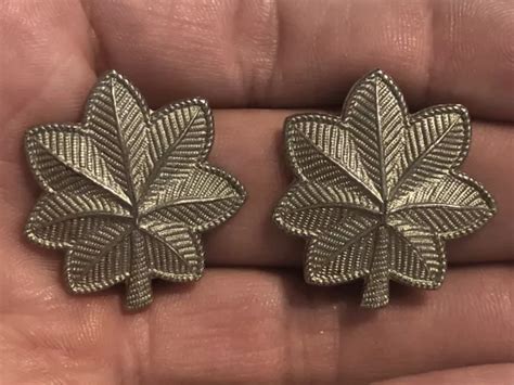 VINTAGE LIEUTENANT COLONEL Silver Oak Leaf Insignia Military Pins Matching Pair $9.99 - PicClick