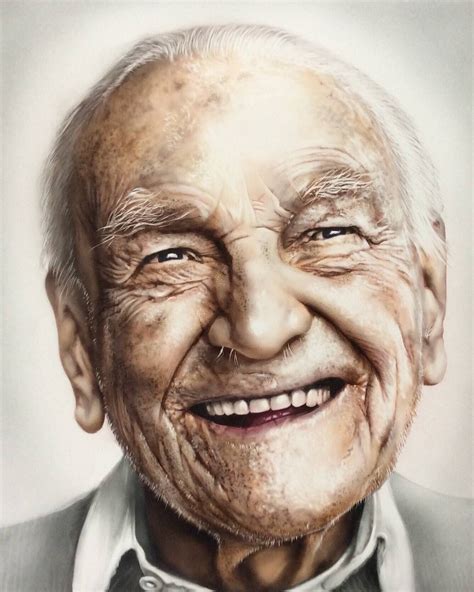 Old man with smile on his face | Tekenkunst