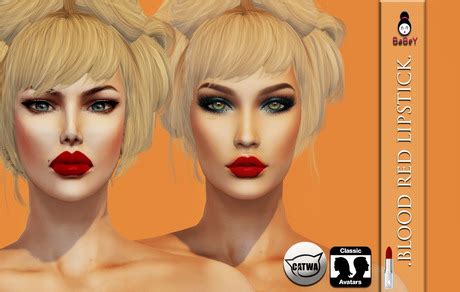 Second Life Marketplace - {B}BLOOD RED LIPSTICK [Wear To Unpack]