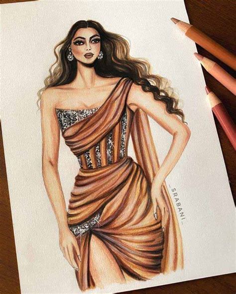 Indian fashion illustration dress drawings by Srabani - Trendy Art Ideas