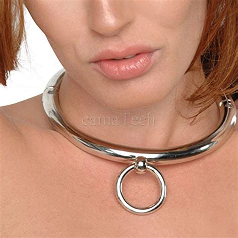 camaTech Stainless Steel Lockable Metal Slave Neck collar + Hex wrench Restraint Bondage Locking ...