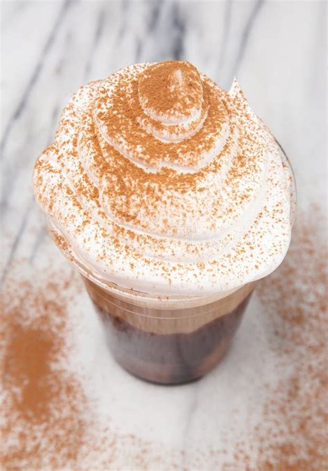 Iced Mocha in a Disposable Plastic Cup with Whipped Cream Stock Photo - Image of iced, dairy ...