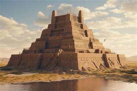 Premium AI Image | An ancient Sumerian ziggurat rising majestically i ...