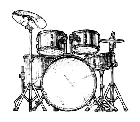 Illustration of drum kit. Vector hand drawn illustration of drum kit ...