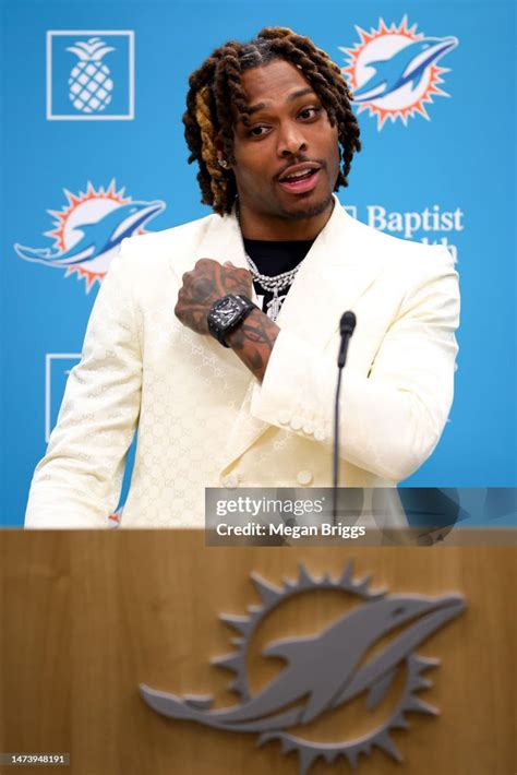 Jalen Ramsey of the Miami Dolphins speaks to the media during a press... News Photo - Getty Images