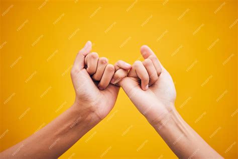 Premium Photo | People hands and pinky promise in studio with trust ...