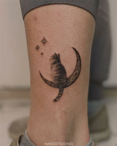 Cat Moon Tattoo Designs